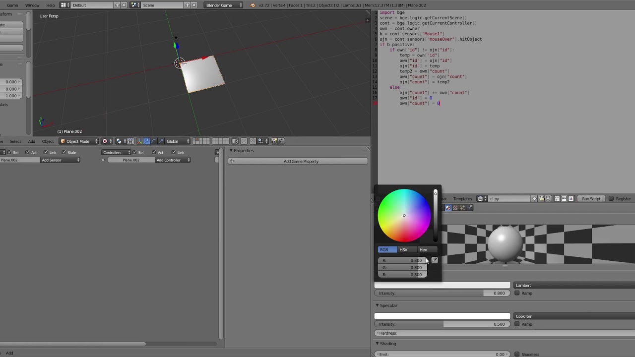 Создание инвентаря в Blender game engine