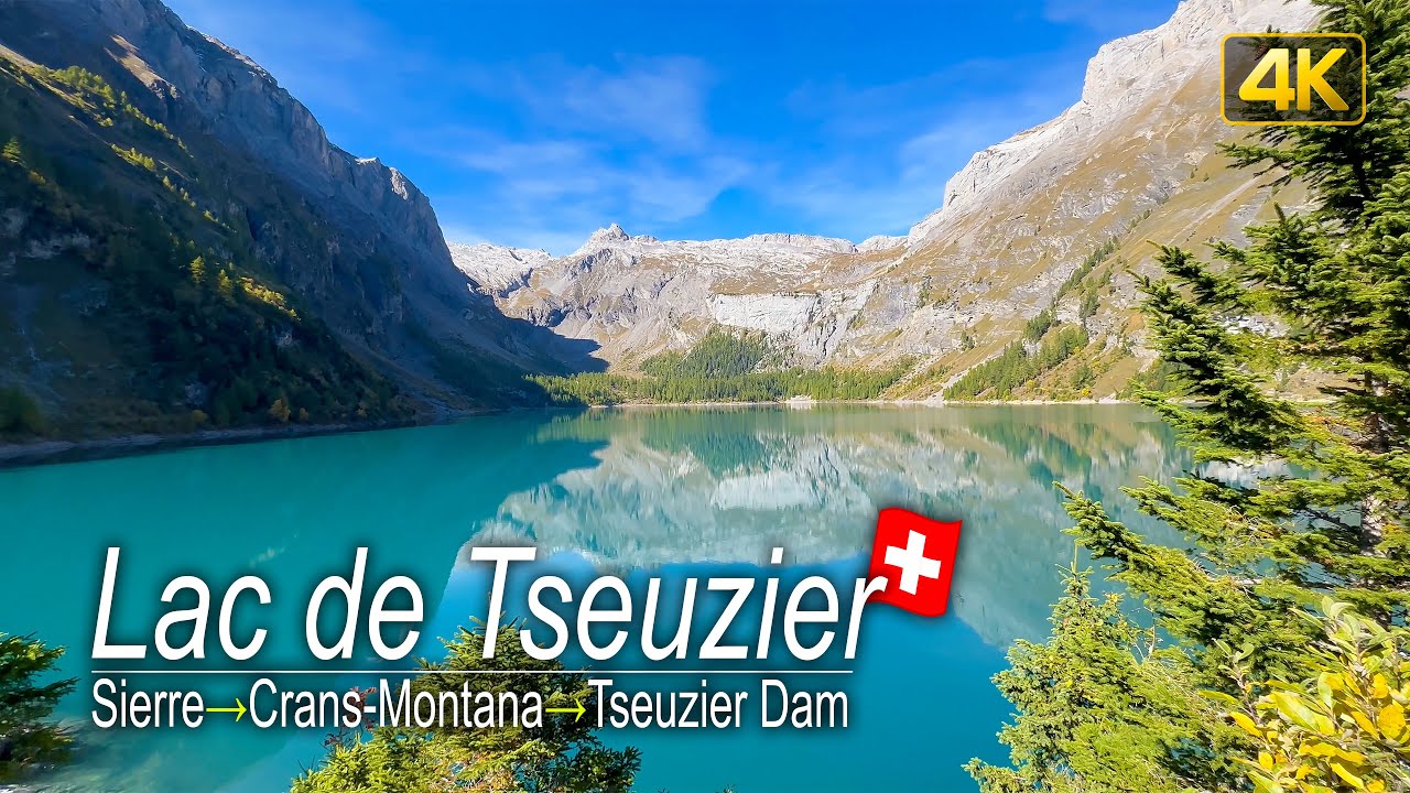 A Stunning Alpine Drive 🇨🇭| Sierre➞Crans-Montana➞Tseuzier Dam | Swiss Alps