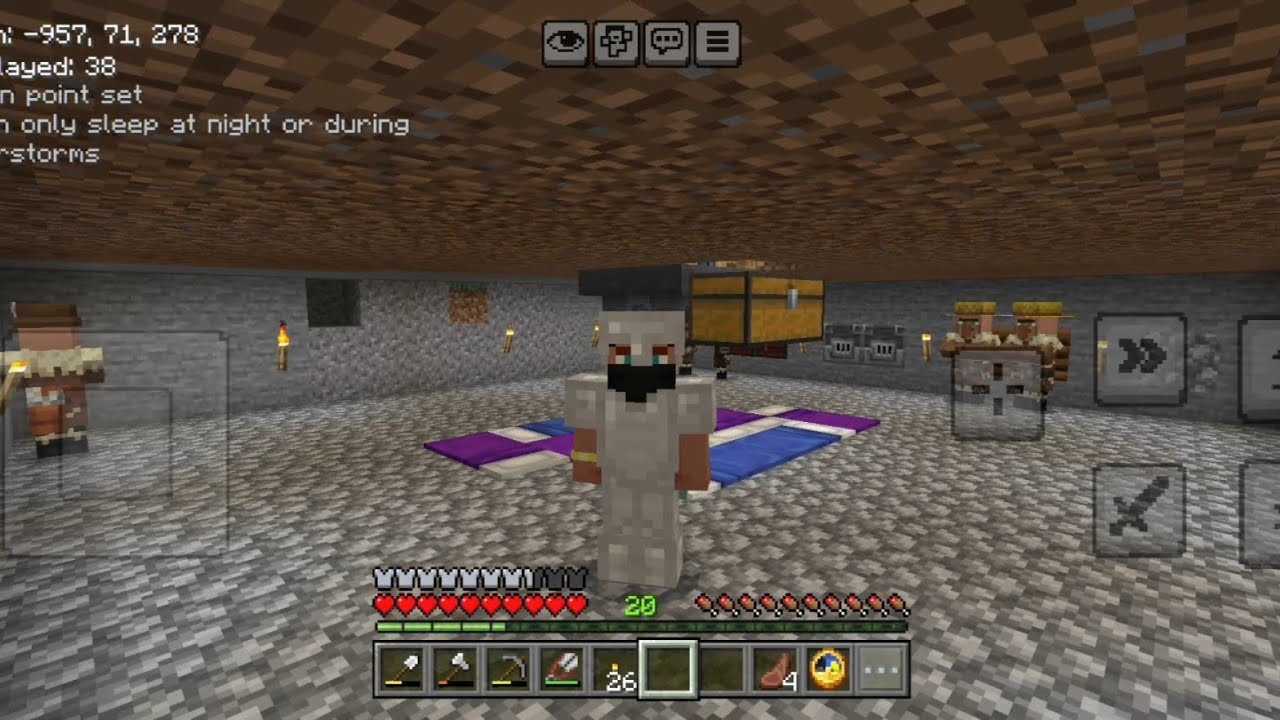 Minecraft bedrock Survival S1 E4 villager trading hall n iron farm