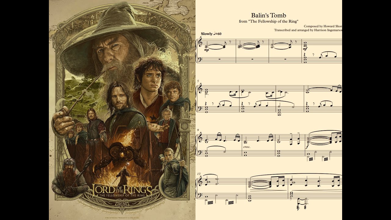 The Fellowship of the Ring - Balin's Tomb ♪Piano Sheet Music♪