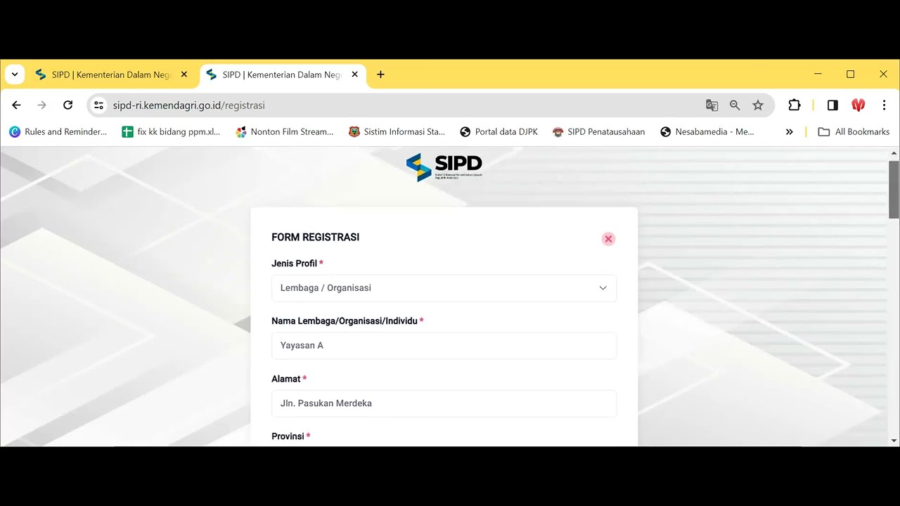 Tata Cara pendaftaran User Lembaga dalam SIPD RI Kemendagri