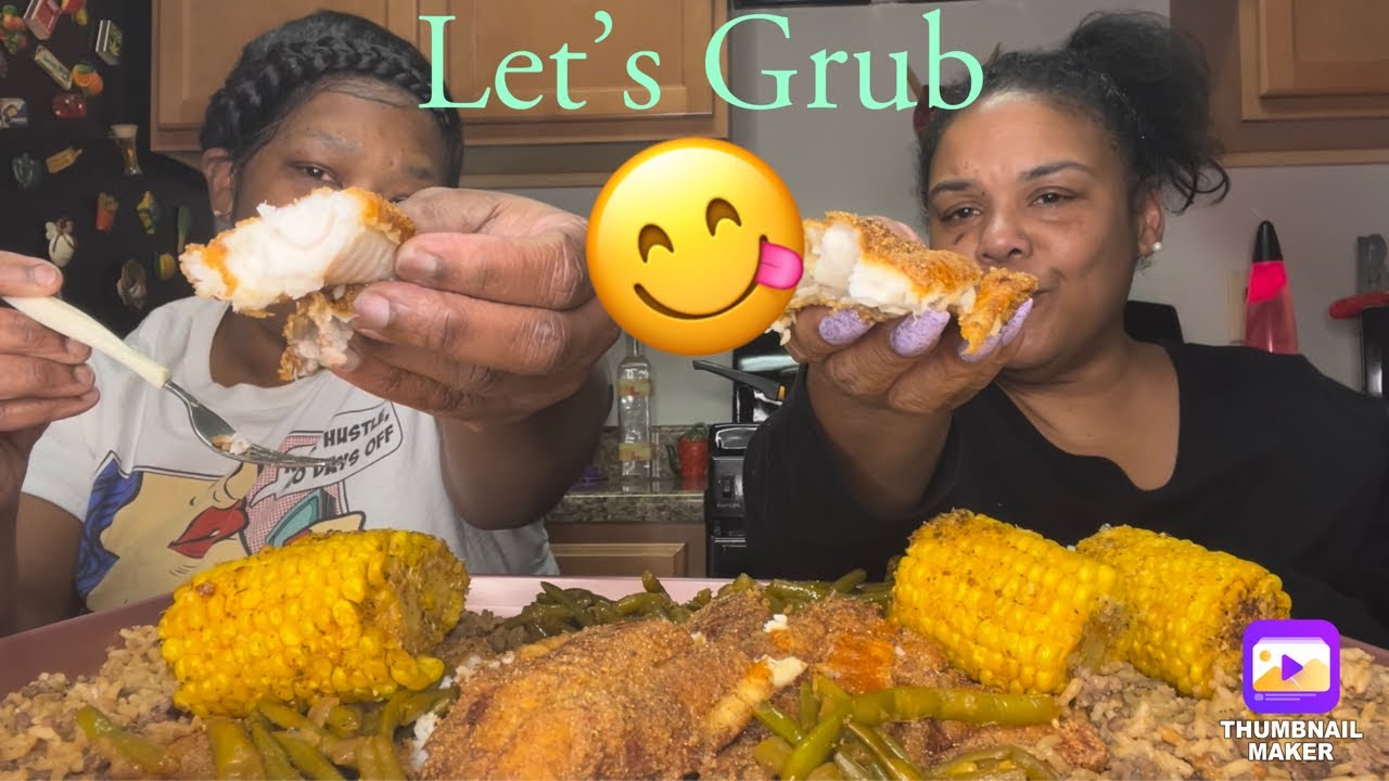Fried Catfish, Dirty Rice, Corn on the Cob & Green Beans | Mukbang 😋 | Happy Easter 🐰🥚🌸