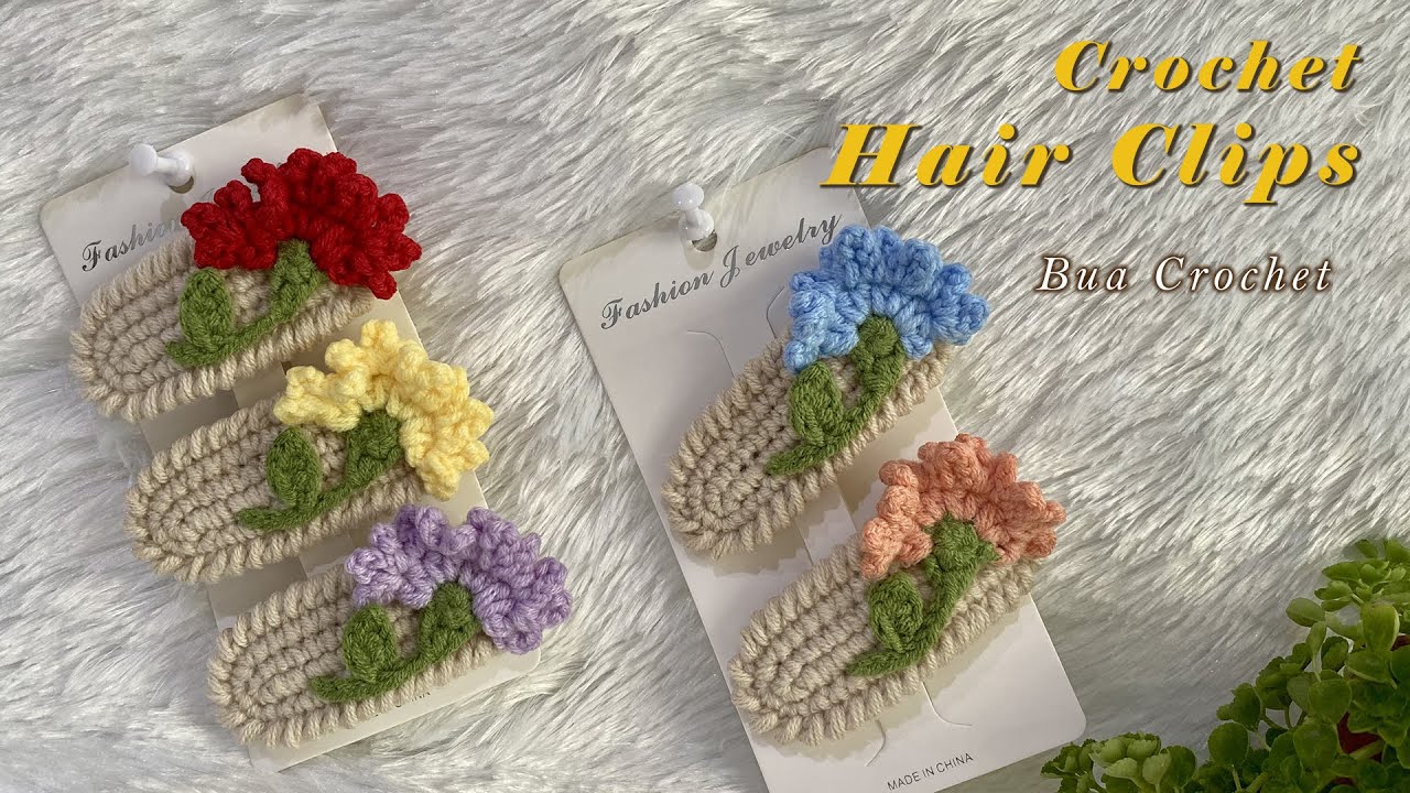 Crochet Carnation Hair Clips 🌺 Crochet Hair Accessories