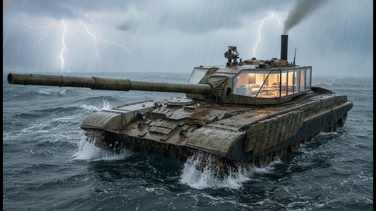 This Woman Built a SECRET HOUSE INSIDE an Abandoned Tank - Building a house in the open sea (ASMR)
