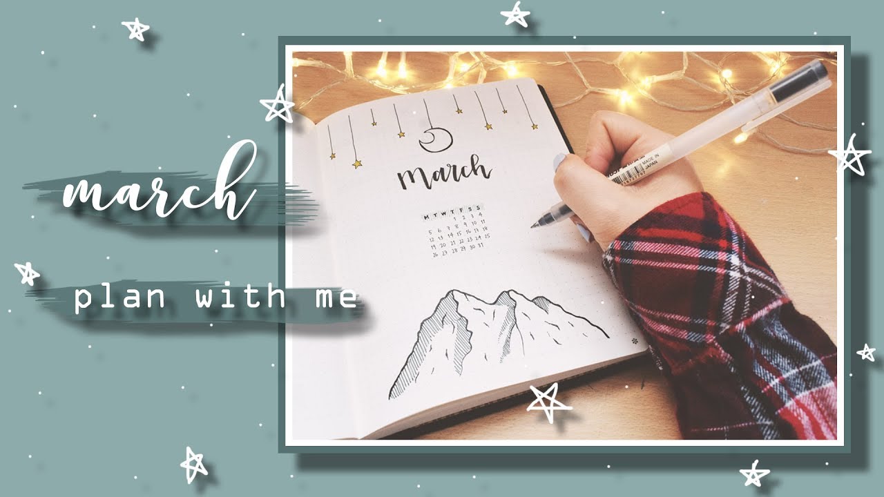 March 2018 Bullet Journal Setup (Simple Mountain Theme) | Plan With Me