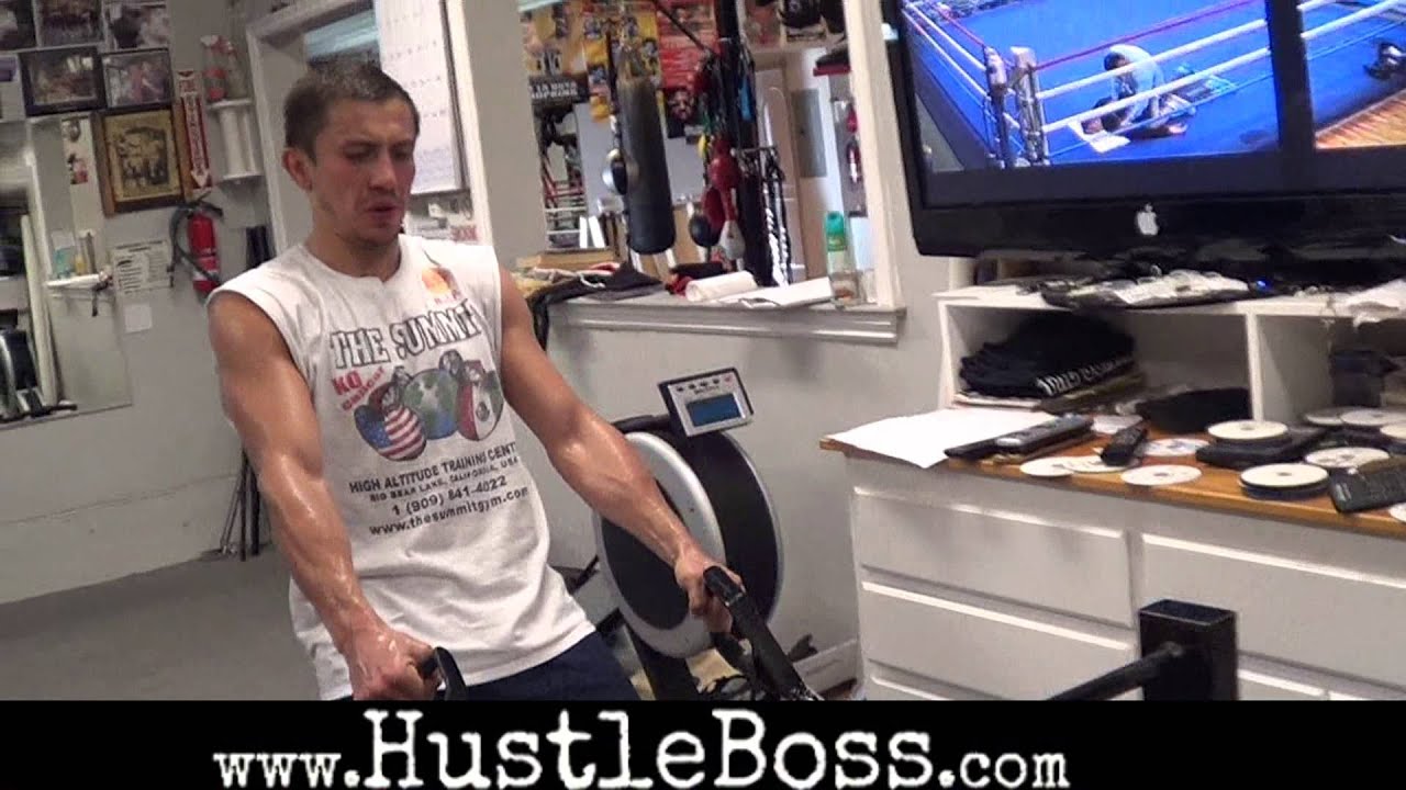 Gennady Golovkin and Denis Grachev working on strength up in Big Bear