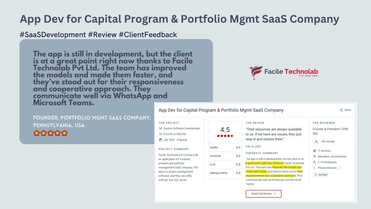 SaaS Development Services Testimonials - Facile Technolab
