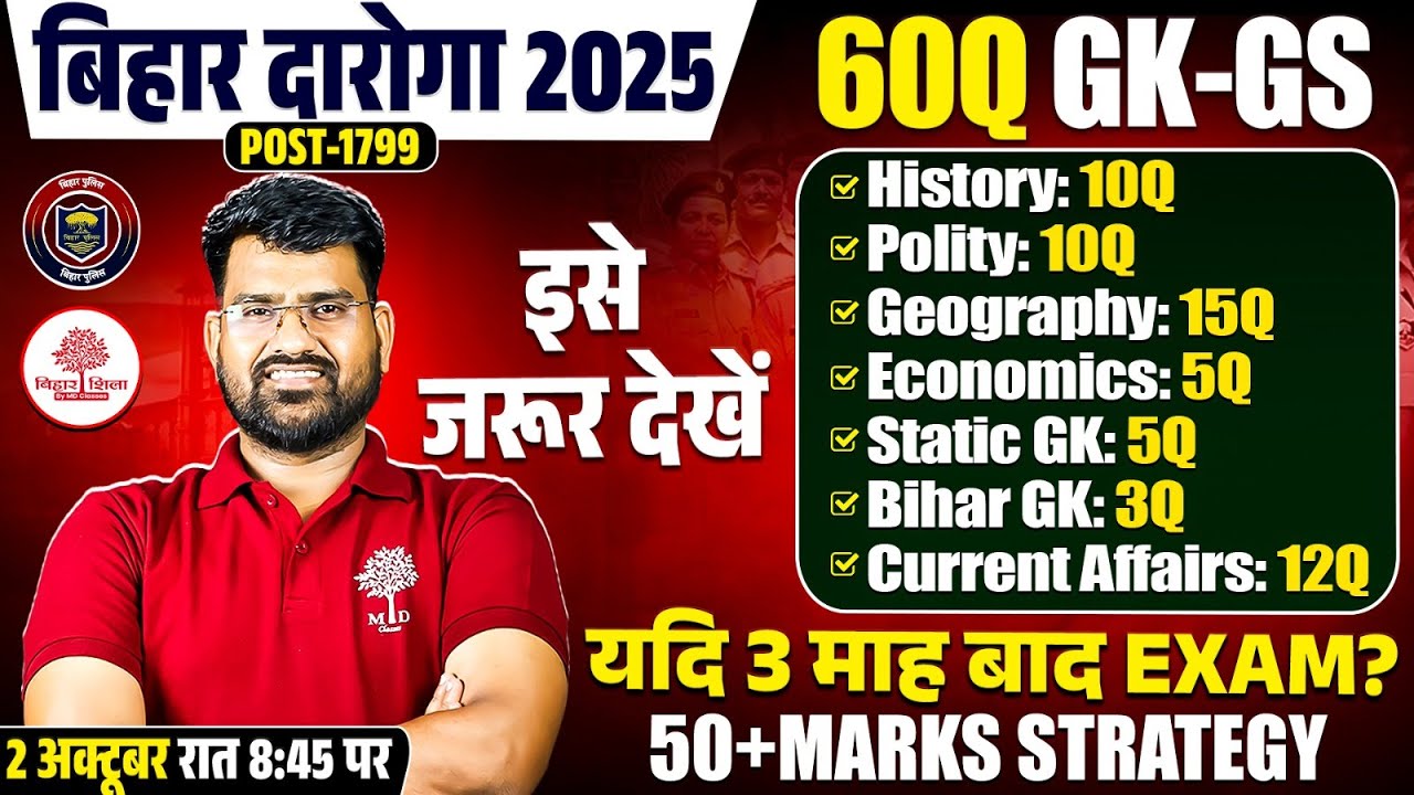 BIHAR DAROGA GK GS STRATEGY PLAN 2025 | BIHAR SI GK GS STRATEGY | BIHAR DAROGA GK GS 2025