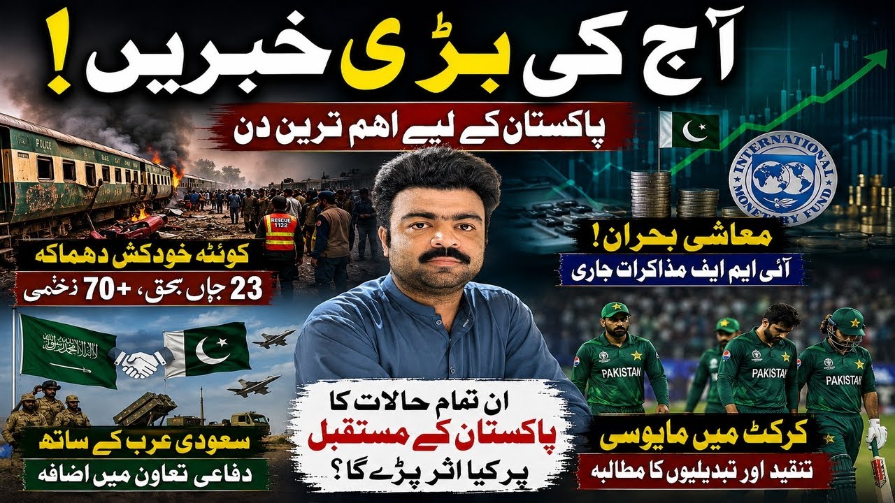 Today's big news! Quetta blast, economic crisis, Saudi Arabia cooperation and cricket disaster.
