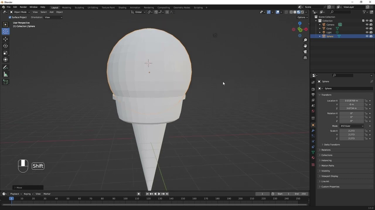 Blender 3 interface introduction and Ice-cream cone model