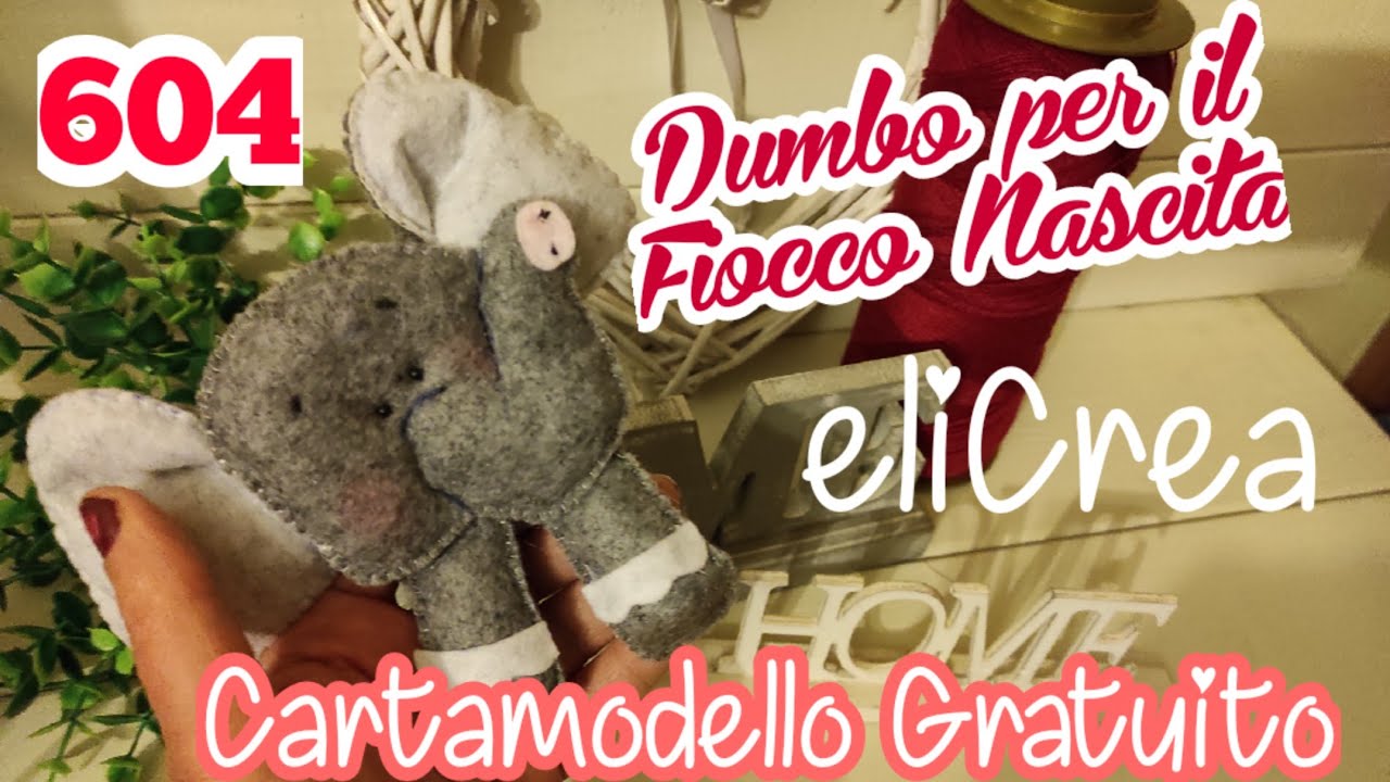 604 Fiocco Nascita Elefantino🐘 - elicrea cucito creativo