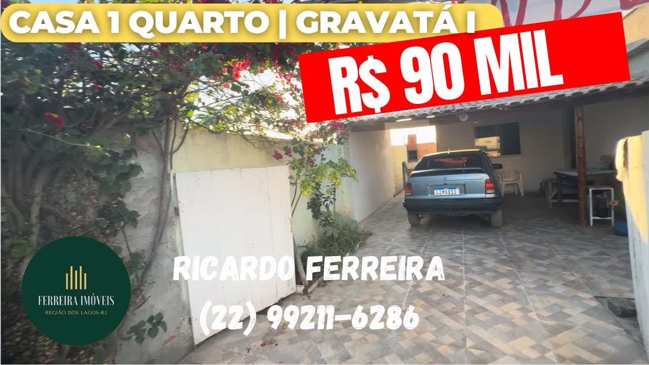 Casa 1 Quarto em Unamar, Gravatá 1 – Garagem e Excelente Localização | R$ 90 Mil à Vista