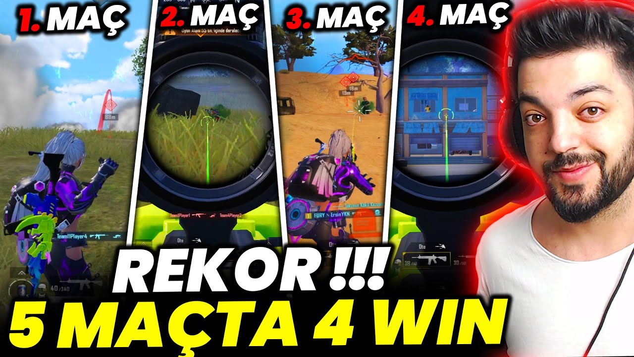 REKOR !! YAYINCI TURNUVASINDA 5 MAÇTA 4 WIN ALDIK - PUBG Mobile