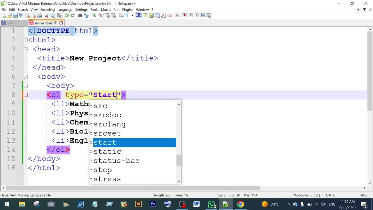 HSC ICT তে A+ পেতে চাই? শুরু করুন HTML Basic Class(LIST) – পর্ব ০৬