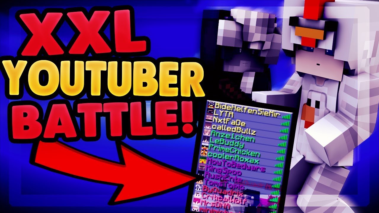 XXL YOUTUBER BATTLE in BEDWARS!  ByQuadrix, Flow, MrsDNA, Spoo , ...