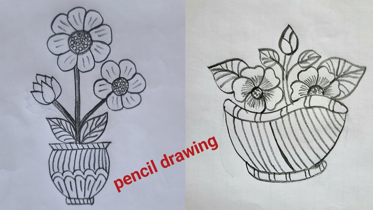 2 flower vase drawing ❤️ | খুব সহজেই 2 টি সুন্দর ফুলের টব আর্ট শিখে নিন ❤️ ||