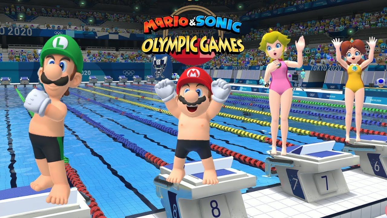 Swimming 100m Very Hard Gameplay Mario & Sonic At The Olympic Games Tokyo 2020 Luigi Peach Bowser ++