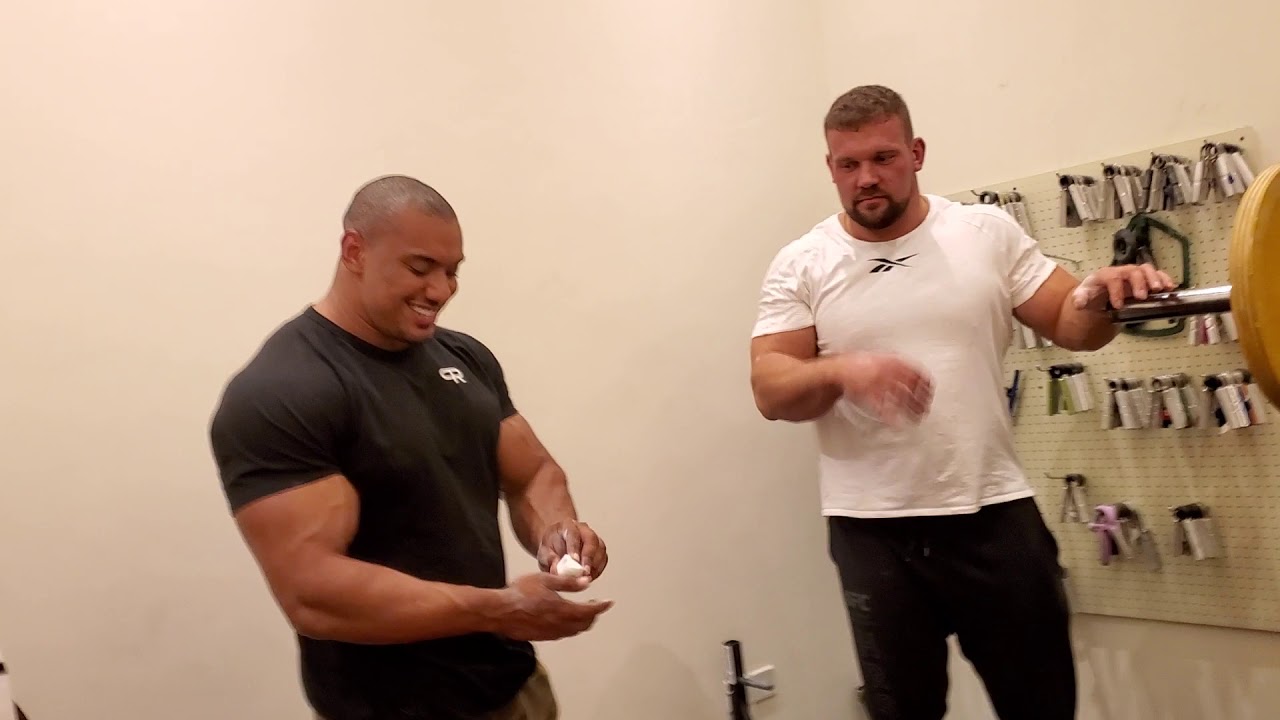 Grip feats with Kirill Sarychev. Lifting 98 KG Inch dumbbell.