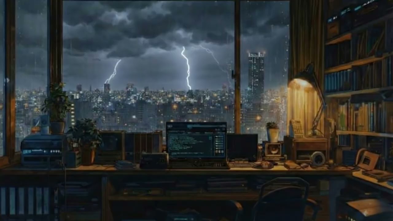 Rainstorm Sounds on Window & ThunderㅣRainy Night Ambiance for Sleep, Study and Relax, Yoga, Zen