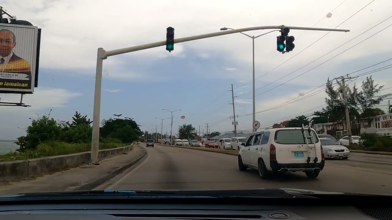 Driving out of Montego Bay St James Jamaica