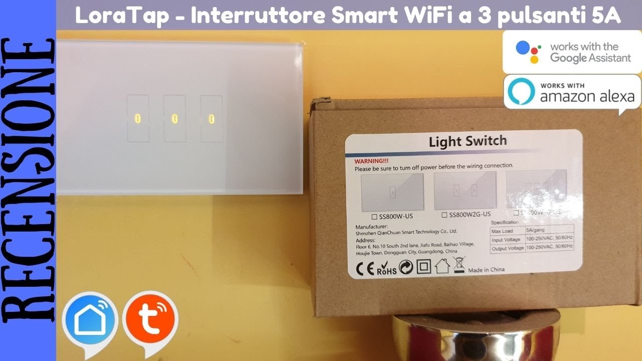 RECENSIONE - LoraTap Interruttore da parete a 3 pulsanti, 5A per ogni pulsante Smart WiFi