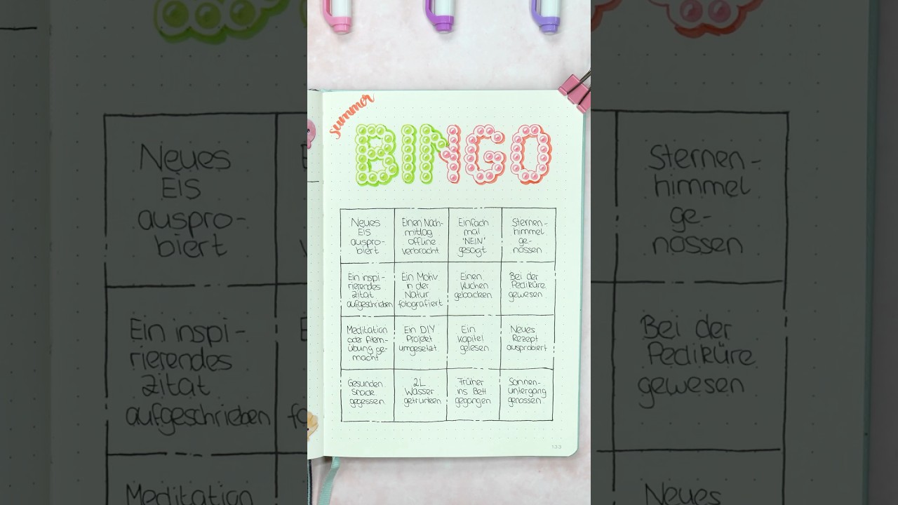 Summer Selfcare Bingo in meinem Bullet Journal 📖☀️🧘&zwj;♀️ #journaling #bujo #selfcare