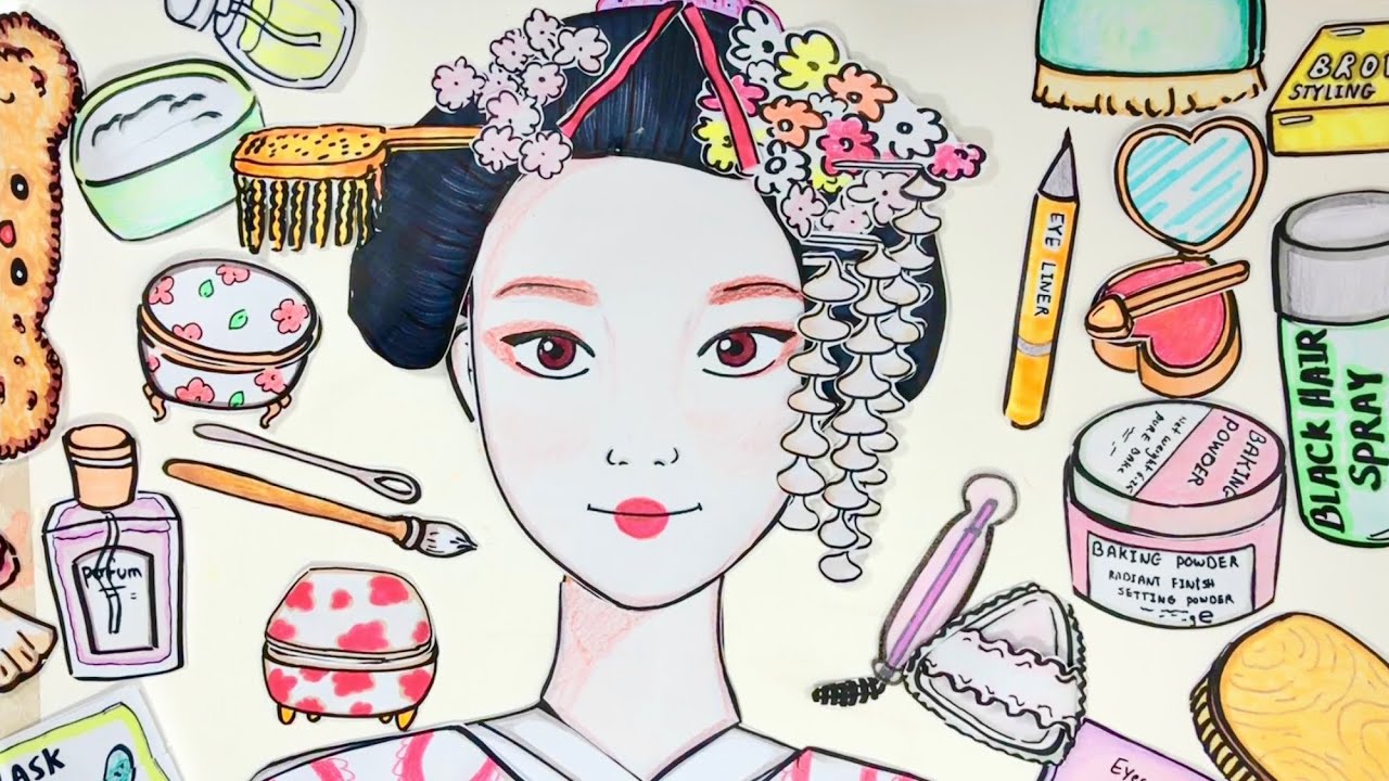Paper ASMR | Geisha Makeup – Traditional Japanese Style #paperasmr #geisha #japanesemakeup 