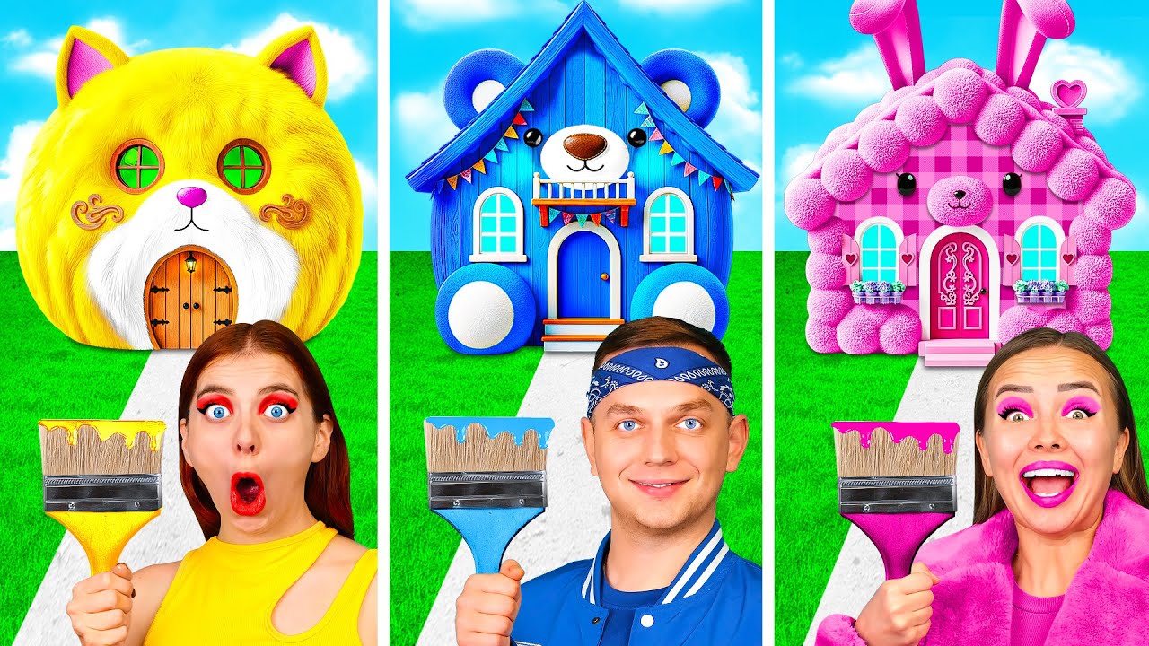 Domy Jednokolorowe Wyzwanie | Szalone Wyzwanie Fun Fun Challenge