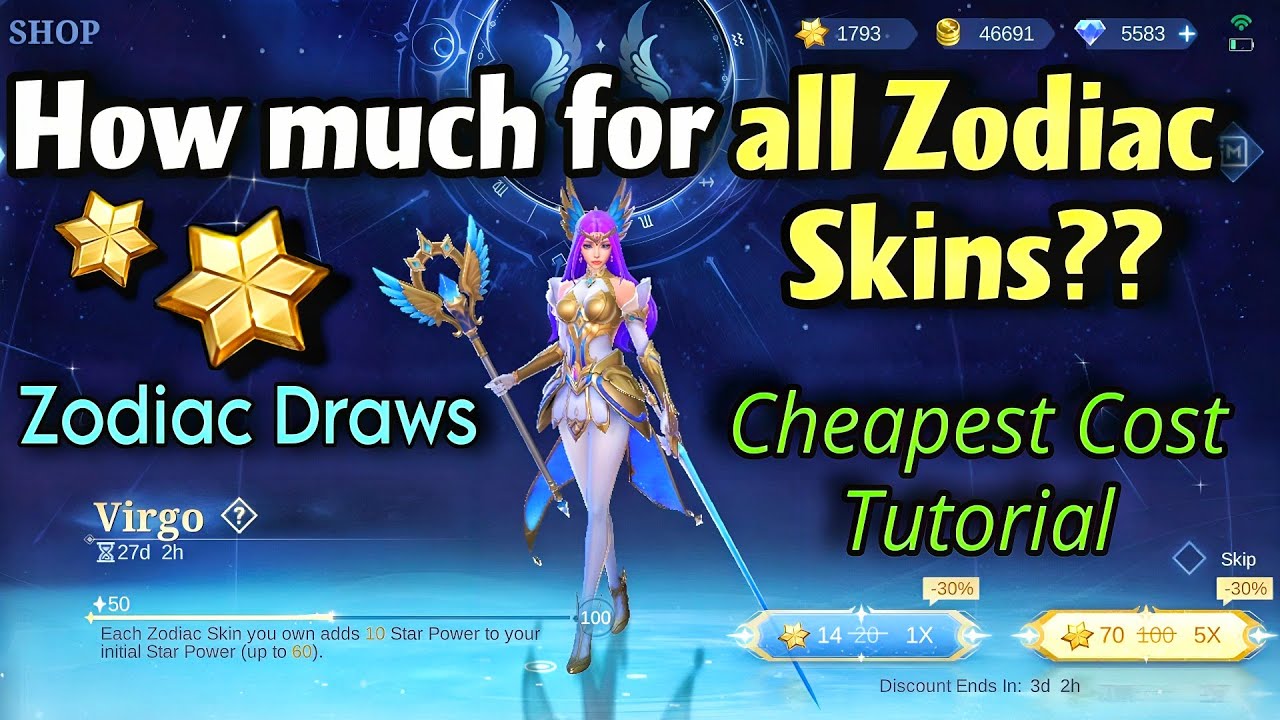 ZODIAC SKIN CHEAPEST COST TUTORIAL💰‼️Zodiac Draw❗How much for all Zodiac Skins💎❓