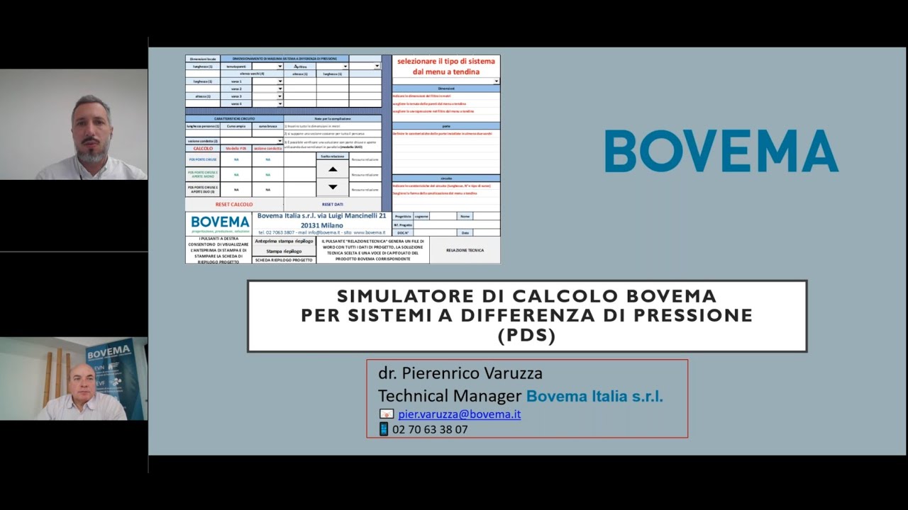PRESENTAZIONE DEL SIMULATORE DI CALCOLO BOVEMA PER SISTEMI A DIFFERENZA DI PRESSIONE PDS