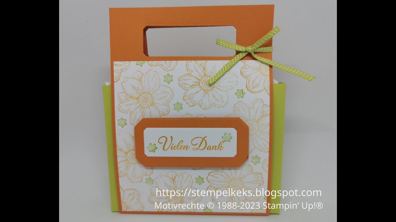 Klassiker: Taschen - Verpackung für eine quadratische Schokolade mit Produkten von Stampin' Up! ®