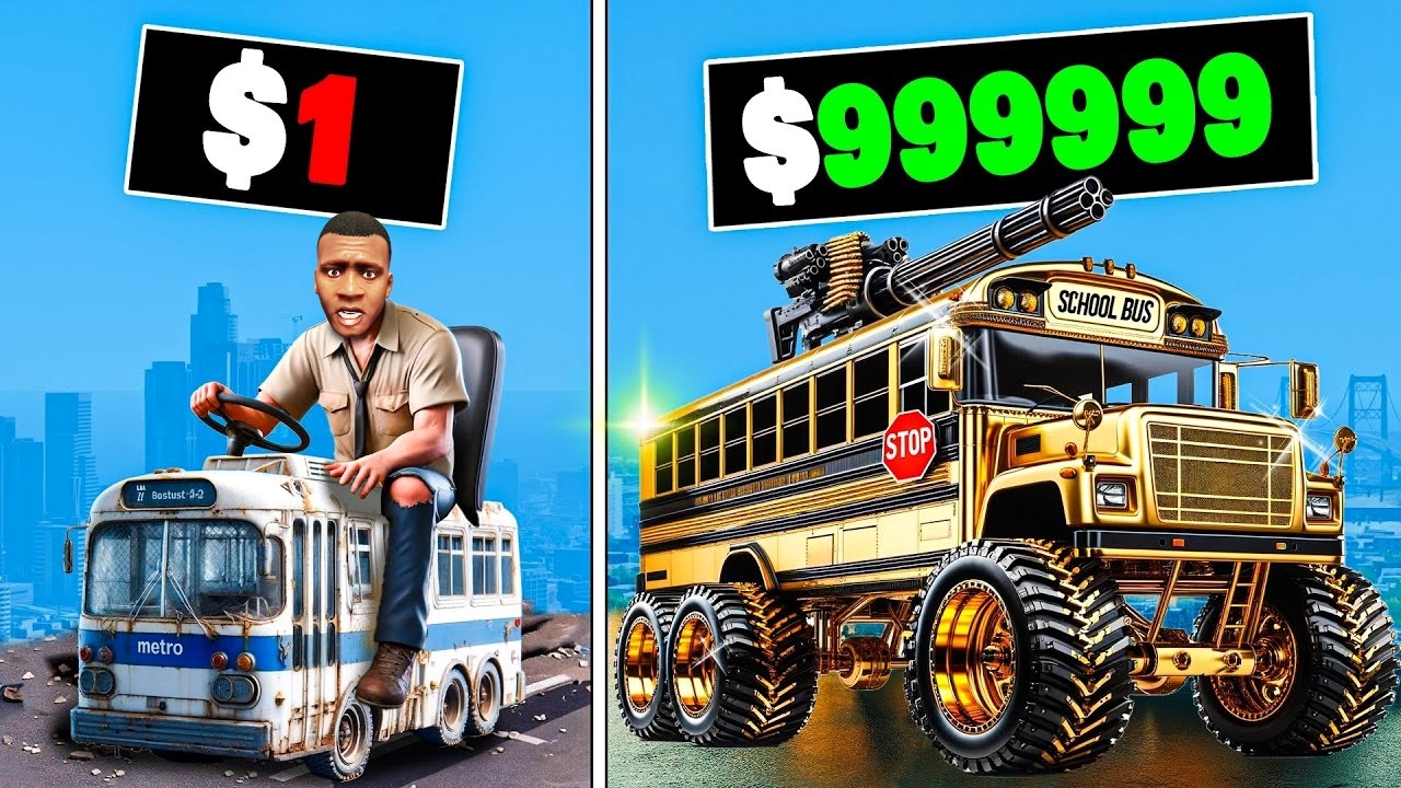 $1 to $1,000,000 Bus in GTA 5!