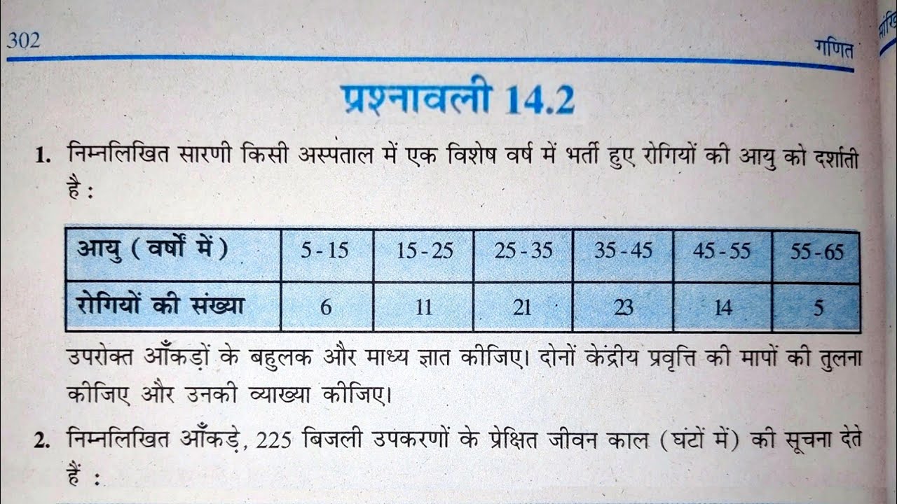 10 वीं (NCERT) गणित - सांख्यिकी | statistics | प्रश्नावली-14.2 हल | गुरुकुल