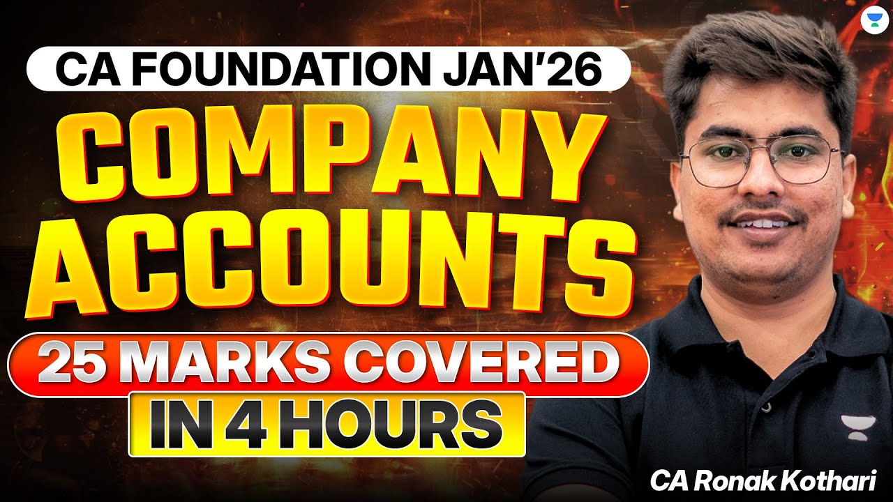 25 Marks Guaranteed Session- Company accounts | Accounts For CA Foundation Jan 26 | CA Ronak Kothari