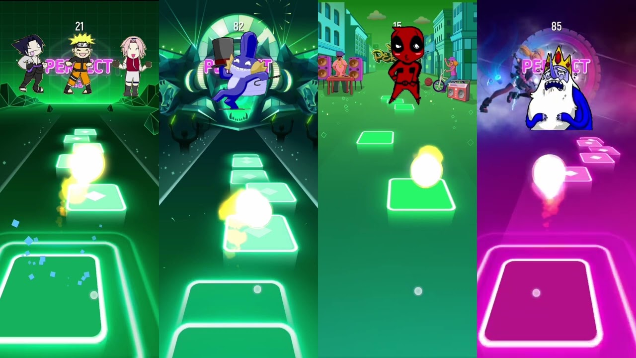 Tiles Hop - Sasuke&Naruto&Sakura vs Blue Monster vs DeadPool vs Ice king
