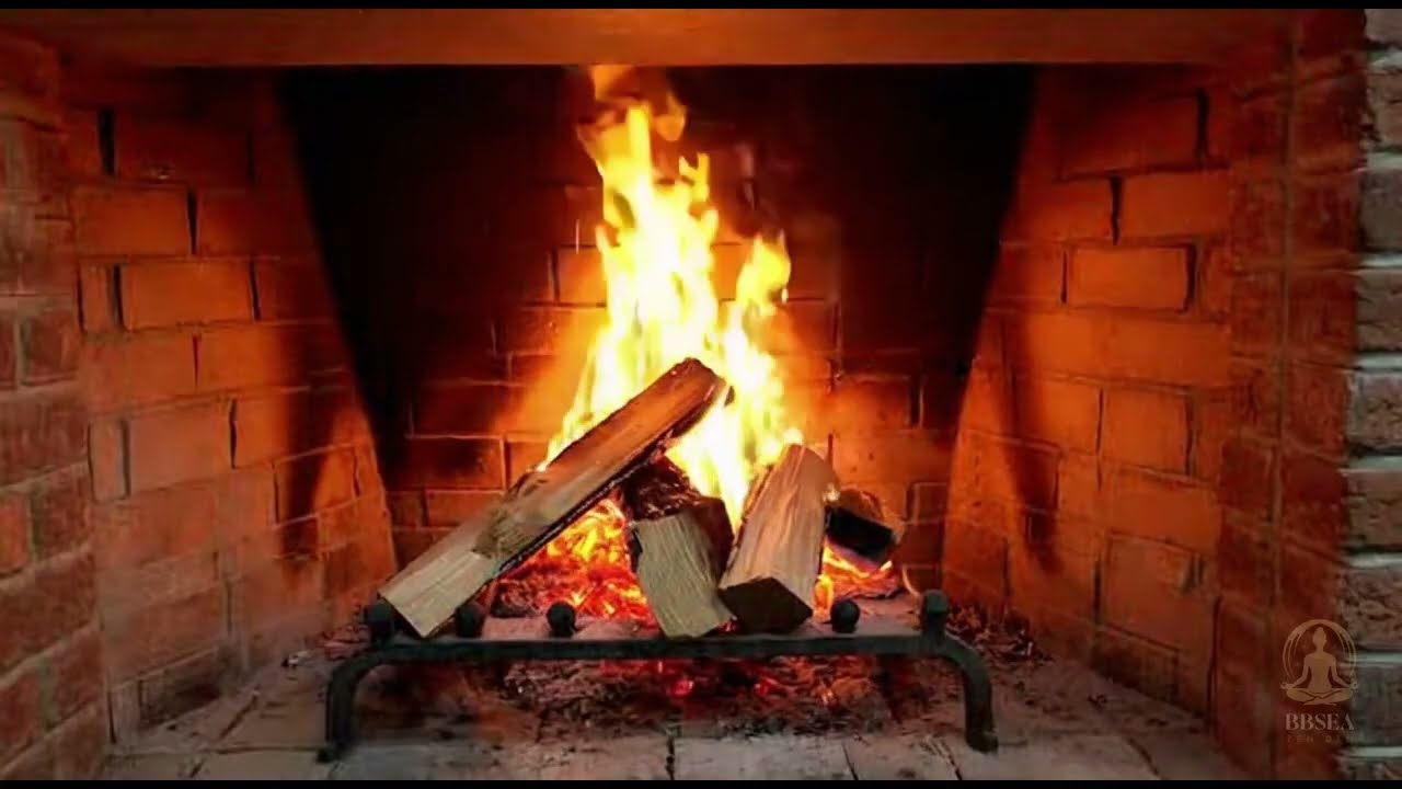 The Fireplace - 3 Hours of Close-Up brick to brick fireplace only