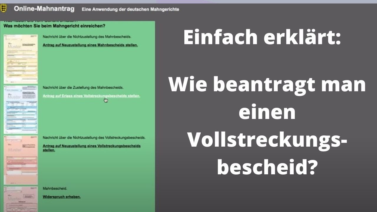 Wie beantrage ich einen Vollstreckungsbescheid?