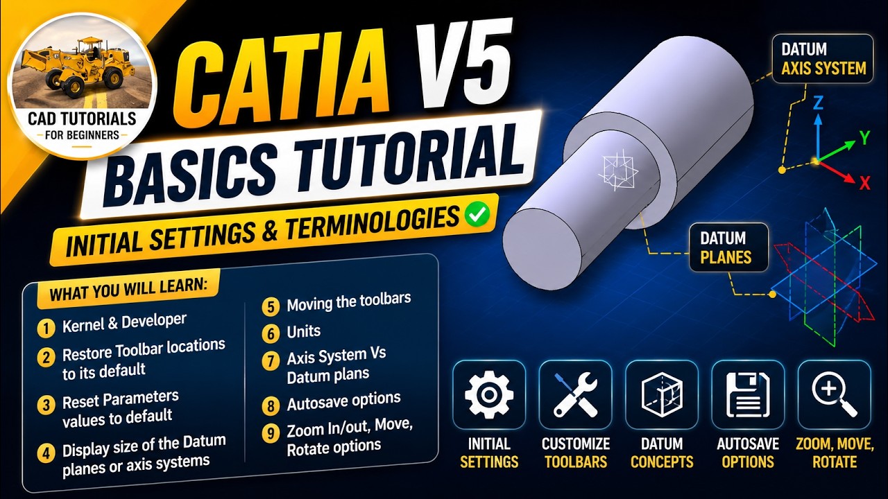 CATIA V5 Basics Tutorial I Initial Settings & Terminologies✅