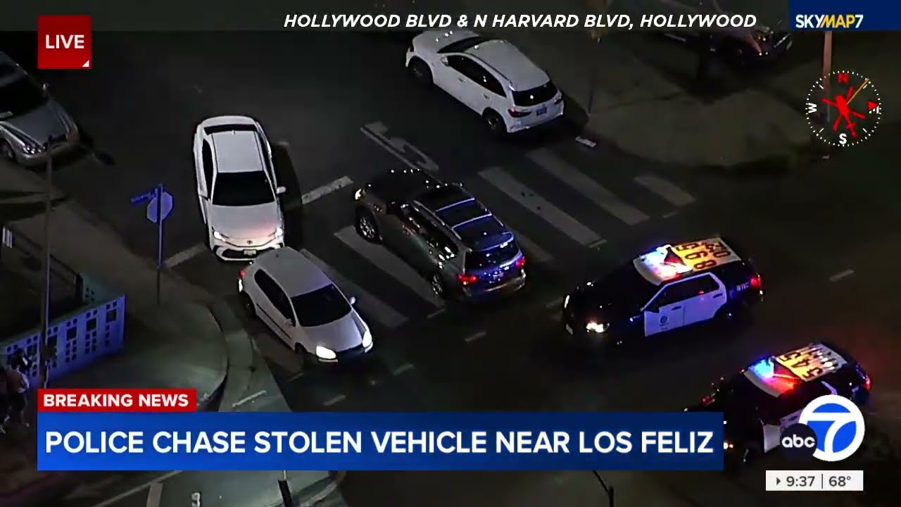 FULL CHASE: Police chase stolen vehicle near Los Feliz area
