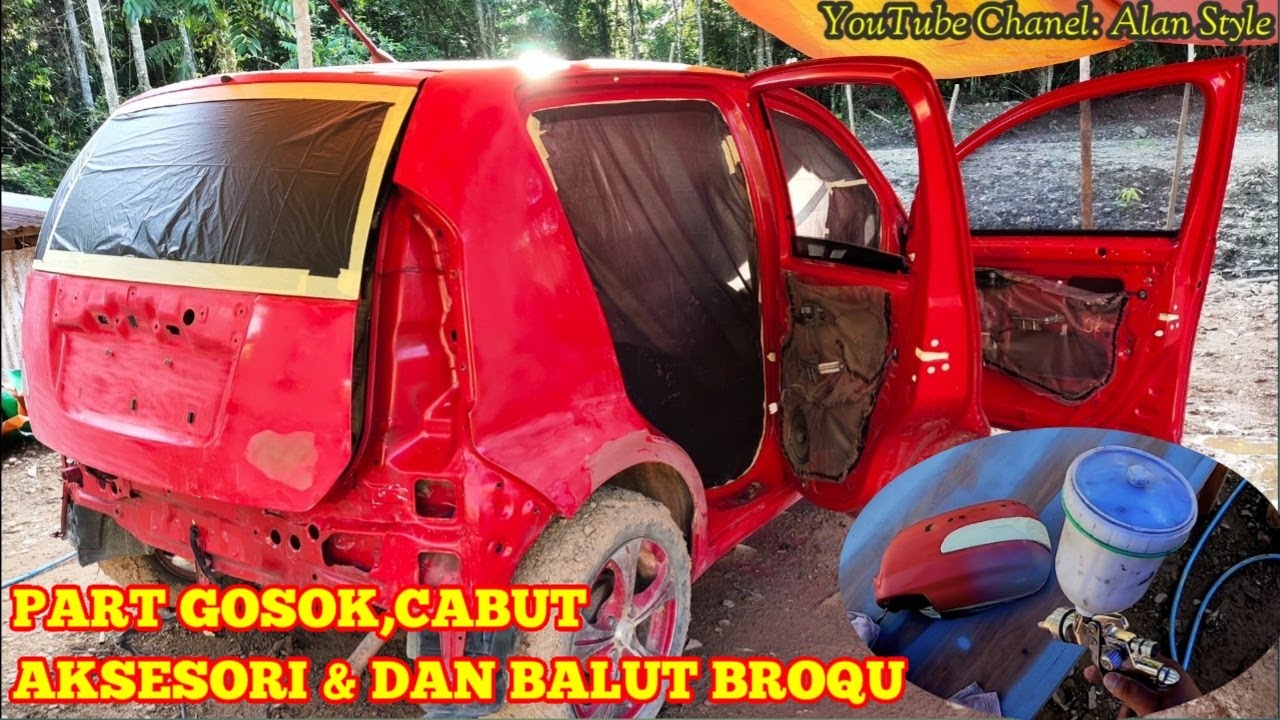 PROSES GOSOK KERTAS PASIR DAN CABUT AKSESORI, SIAP BALUT BROQU. #SPRAYcATMYVI PART.2.
