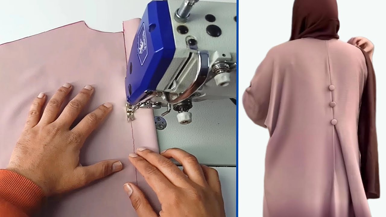 Wonderful design for an abaya from the back, part of cutting and sewing an elegant abaya