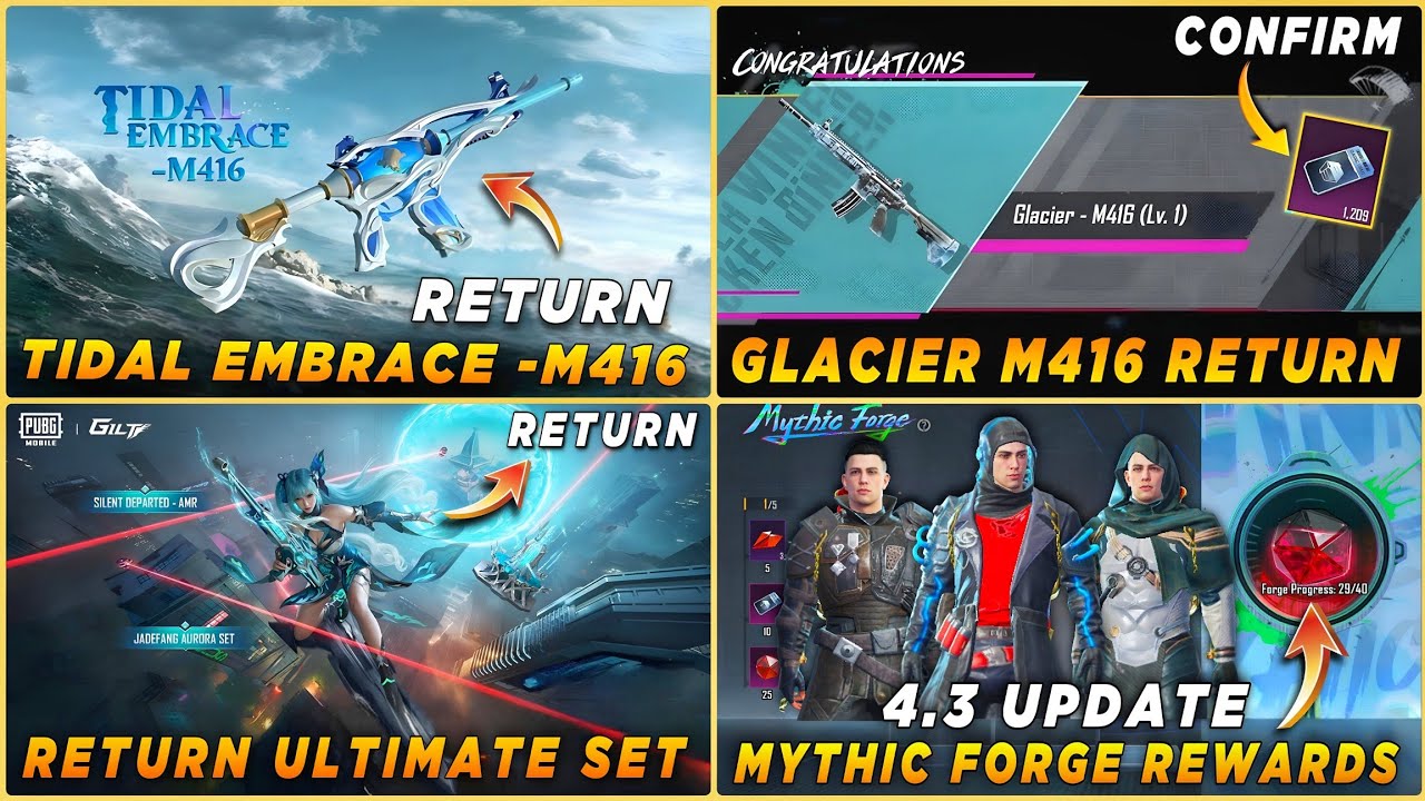 🔴 TIDAL EMBRACE M416 RETURN | GLAICER M416 RETURN CONFIRM | NEXT MYTHIC FORGE | RETURN ULTIMATE SET🤩