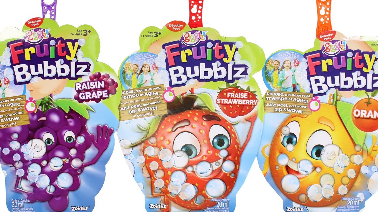 Fruity Bubblz Scented Bubbles Grape, Strawberry and Orange Bubble Wands Unboxing Toy Review