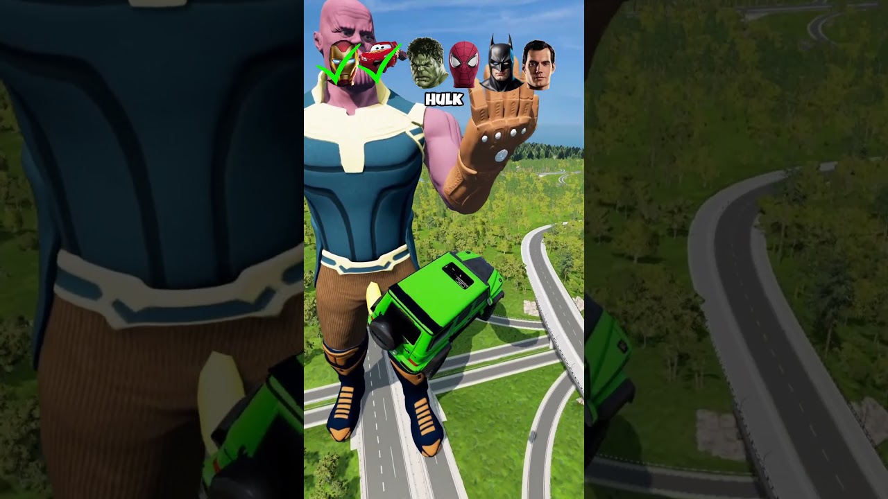 Superhero Cars Vs Giant Thanos #4 😱 BeamNG.Drive #beamng #beamngdrive #game #gaming #car #cars