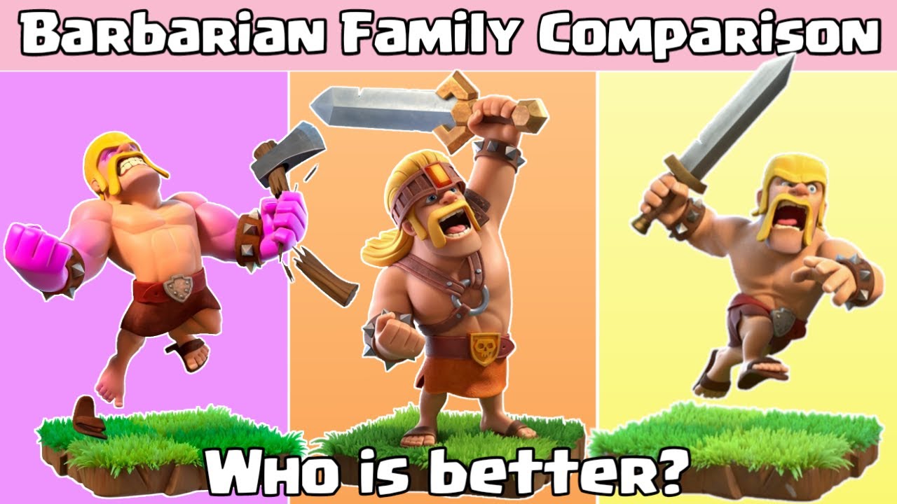 BARBARIAN FAMILY COMPARISON | Clash of Clans | Barbarian Vs Super Barbarian Vs Raged Barbarian