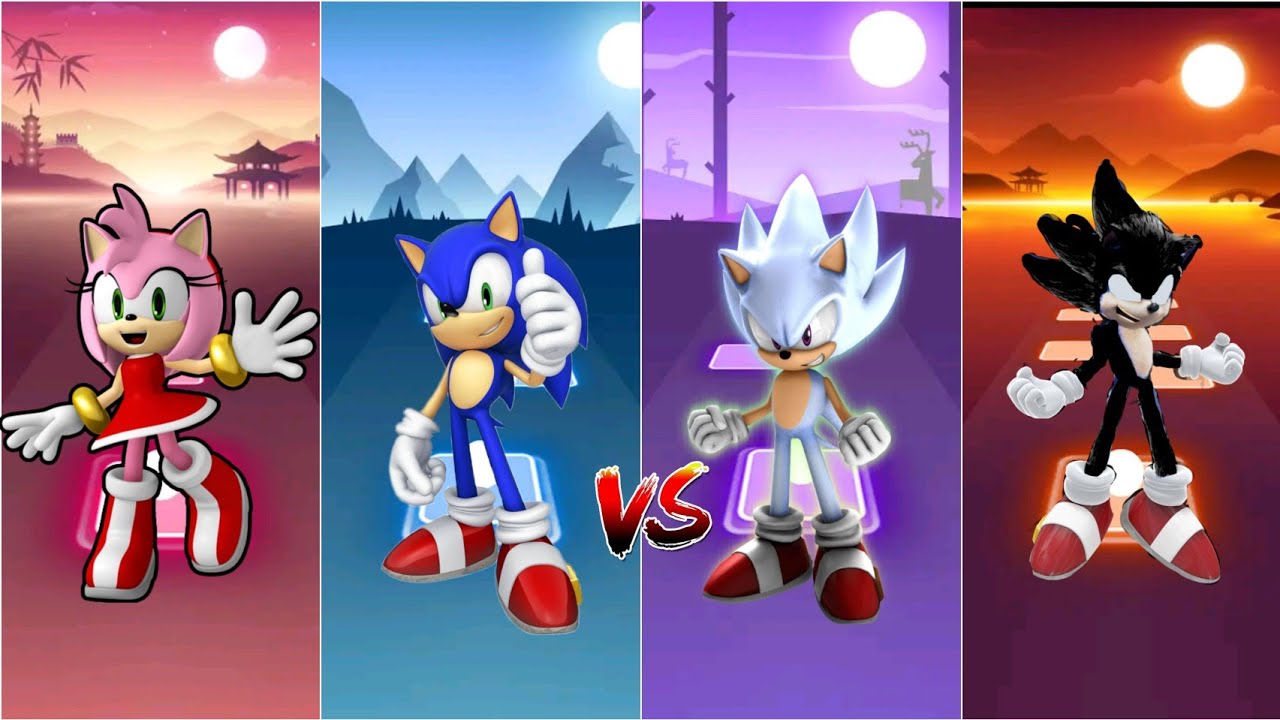Sonic - Amy - Hyper Sonic - Dark Sonic | Tiles Hop EDM RUSH !