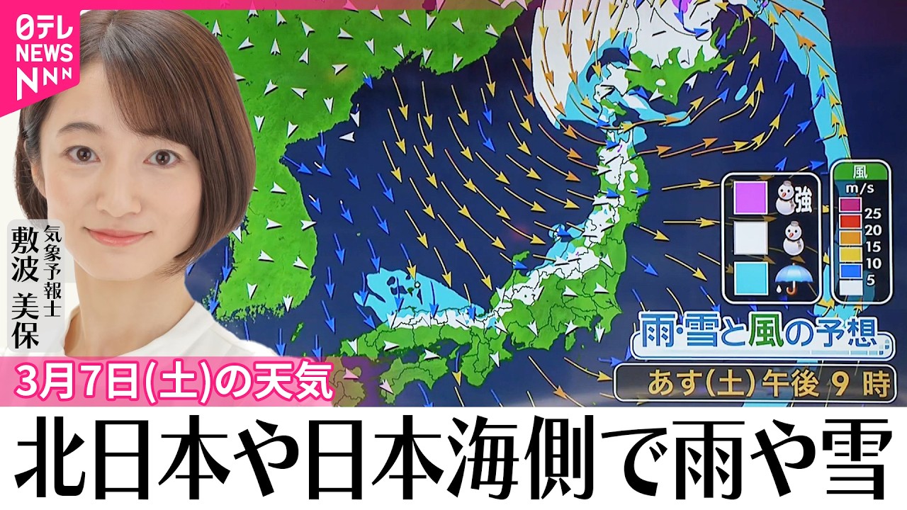 【7日の天気】北日本では暴風のおそれ  北日本や日本海側で雨や雪