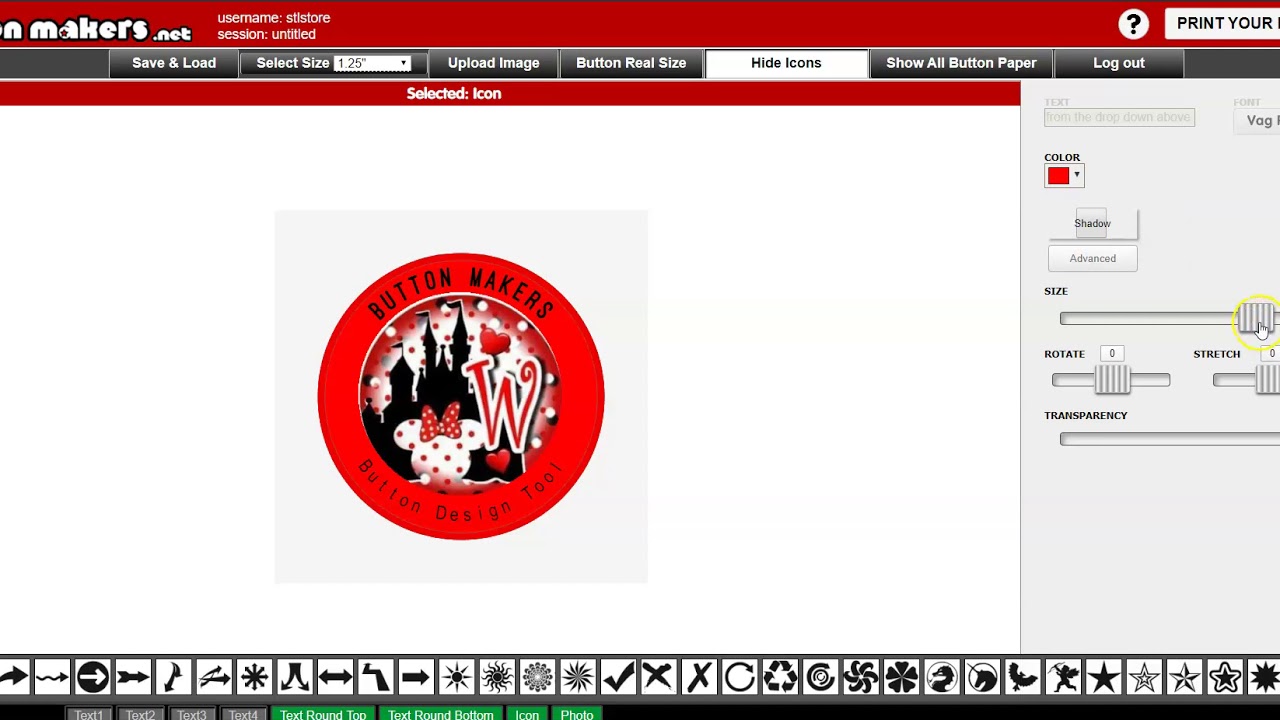 How to use the icon option as a mask in the ButtonMakers Design Tool