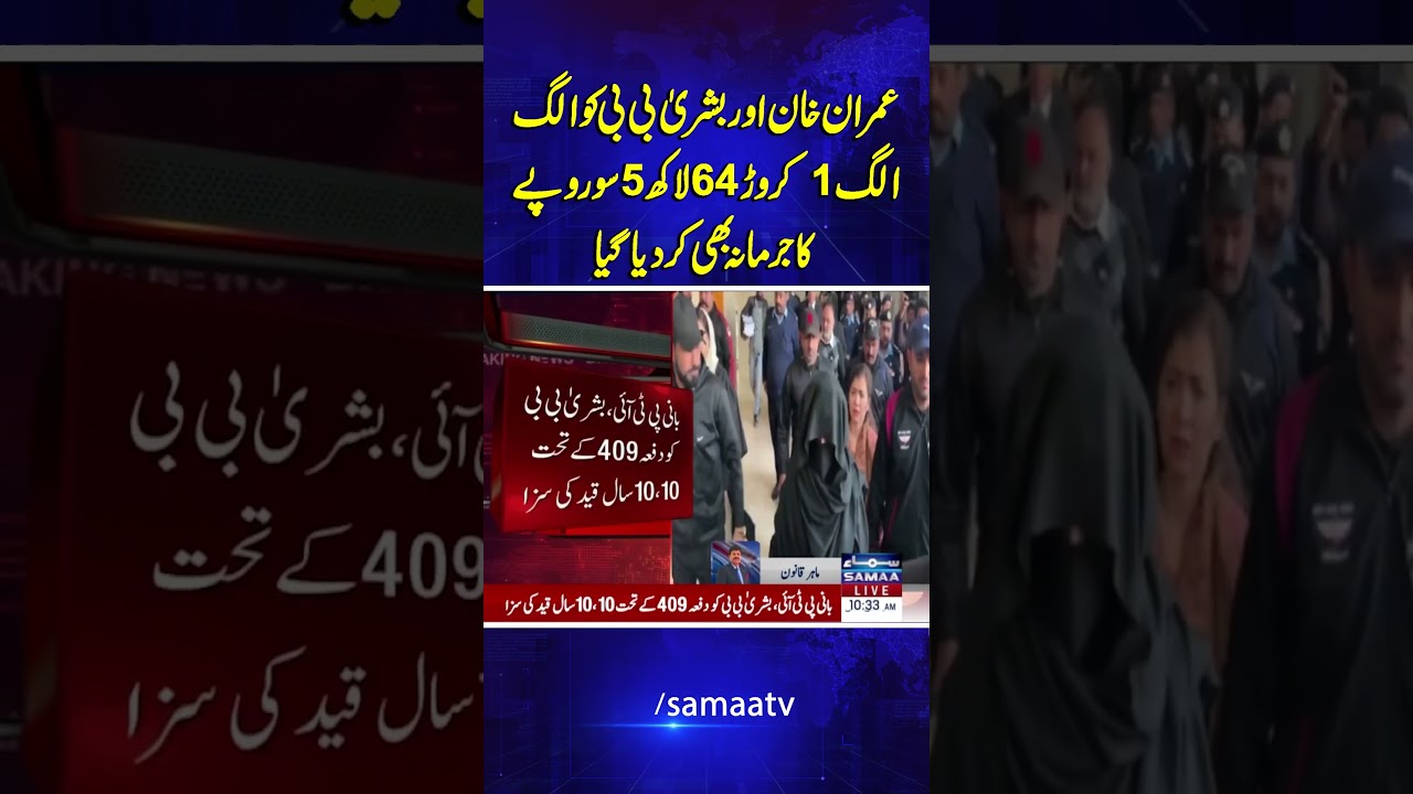 Imran Khan and Bushra Bibi also fined separately Rs. 16.45 million each | Samaa TV