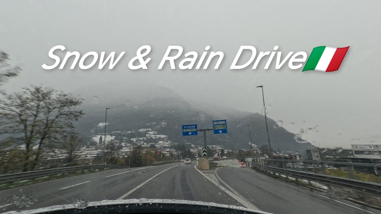 🚘RAIN & Snow Drive Bergamo, Italy🇮🇹❄️🌧️